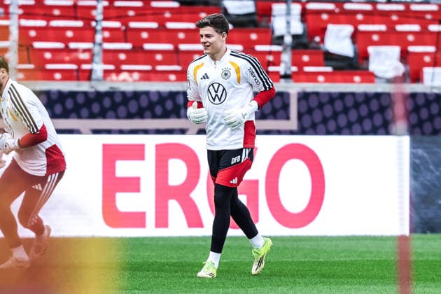 Sport, Football, UEFA international final training Germany before the friendly match against Ghana 29 03 2026, MHP Arena Stuttgart Finn Dahmen Germany, 21 Stuttgart MHP Arena Baden Württemberg Germany