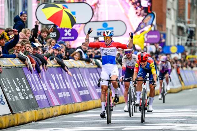 In Flanders Fields in Wevelgem Women 2026 Cycling Race WEVELGEM, BELGIUM - MARCH 29 : Wiebes Lorena (NED) of Team SD Worx - Protime celebrating her victory, Moors Fleur (BEL) of Lidl - Trek during the 13rd edition of In Flanders Fields in Wevelgem Women an UCI Women s World Tour 1.WWT one day cycling road race for Women Elite of 134 km with start in Wevelgem and finish in Wevelgem on March 29, 2026 in Wevelgem, Belgium, 29 03 2026 ( Motordriver Serge Seynaeve - Wevelgem Belgium  Copyright: xJanxDexMeuleneirx