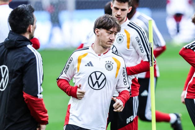 Sport, Football, UEFA international final training Germany before the friendly match against Ghana 29 03 2026, MHP Arena Stuttgart Angelo Stiller Germany, 16 Stuttgart MHP Arena Baden Württemberg Germany