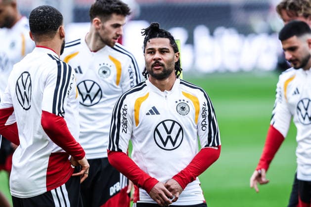 Sport, Football, UEFA international final training Germany before the friendly match against Ghana 29 03 2026, MHP Arena Stuttgart Serge Gnabry Germany, 20 Stuttgart MHP Arena Baden Württemberg Germany