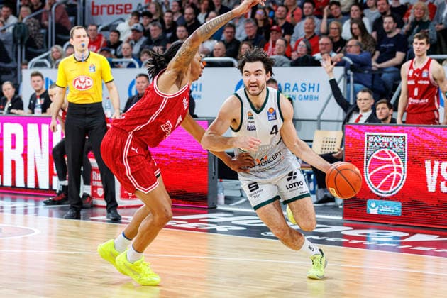 Austin Crowley BMA365 Bamberg Baskets, 85 , Clay Guillozet Vet Concept Gladiators Trier, 04 , BMA365 Bamberg Baskets vs Vet Concept Gladiators Trier, Basketball, easyCredit BBL, Matchday 26, 29 03 2026 BMA365 Bamberg Baskets vs Vet Concept Gladiators Trier, Basketball, easyCredit BBL, Matchday 26, 29 03 2026 Bamberg Copyright: xEibner-Pressefoto G.xSantemizx EP_EER