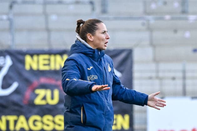 Eva Maria Virsinger TSG Hoffenheim, Coach with Emotion GER, SC Freiburg TSG Hoffenheim, Womens Football, Google Pixel Womens Bundesliga, 22 Matchday, Season 2025 2026, 29 03 2026 DFB REGULATIONS PROHIBIT ANY USE OF PHOTOGRAPHS AS IMAGE SEQUENCES AND OR QUASI VIDEO GER, SC Freiburg TSG Hoffenheim, Womens Football, Google Pixel Womens Bundesliga, 22 Matchday, Season 2025 2026, 29 03 2026 Freiburg Copyright: xEibner-Pressefoto ThomasxHessx EP_THS