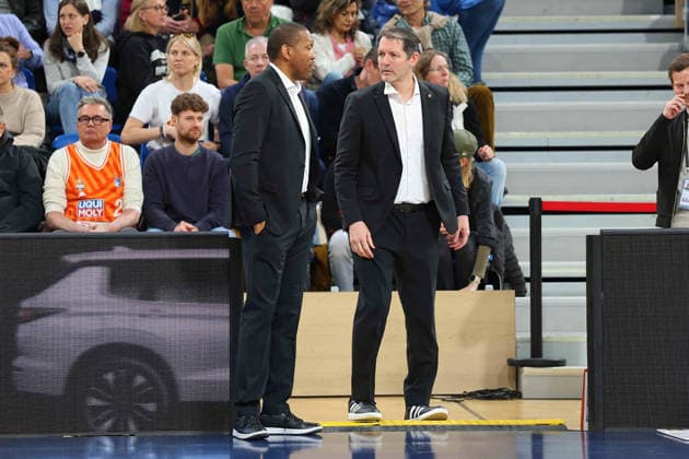 TY Harrelson Ratiopharm Ulm, Head Coach , Tyron Mccoy Ratiopharm Ulm, Co Coach GER, MLP Academics Heidelberg vs Ratiopharm Ulm, Basketball, easycredit Basketball Bundesliga, 26 Matchday, Season, 2025 2026, 29 03 2025 GER, MLP Academics Heidelberg vs Ratiopharm Ulm, Basketball, easycredit Basketball Bundesliga, 26 Matchday, Season, 2025 2026, 29 03 2025 Heidelberg Copyright: xEibner-Pressefoto JoergxHirschx EP_JHH