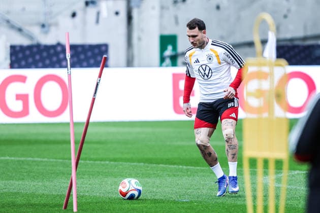 Sport, Football, UEFA international final training Germany before the friendly match against Ghana 29 03 2026, MHP Arena Stuttgart David Raum Germany, 22 Stuttgart MHP Arena Baden Württemberg Germany