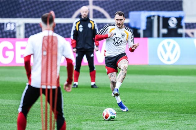 Sport, Football, UEFA international final training Germany before the friendly match against Ghana 29 03 2026, MHP Arena Stuttgart David Raum Germany, 22 Stuttgart MHP Arena Baden Württemberg Germany