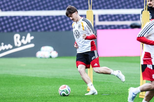 Sport, Football, UEFA international final training Germany before the friendly match against Ghana 29 03 2026, MHP Arena Stuttgart Angelo Stiller Germany, 16 Stuttgart MHP Arena Baden Württemberg Germany