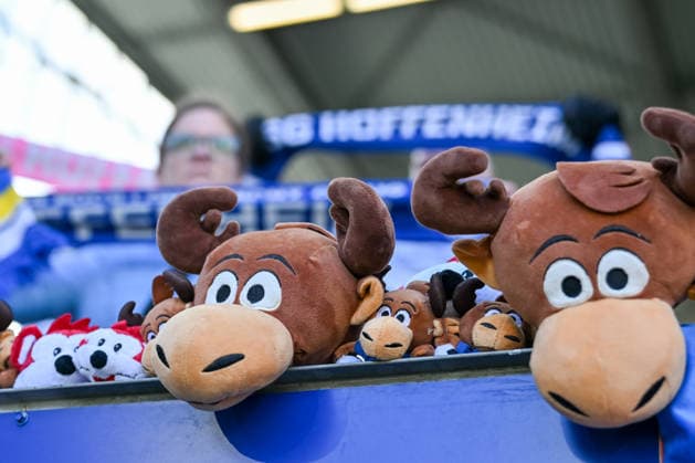 Mascots TSG Hoffenheim and SC Freiburg with fan scarves in the background GER, SC Freiburg TSG Hoffenheim, Womens Football, Google Pixel Frauen Bundesliga, 22 Spieltag, Saison 2025 2026, 29 03 2026 DFB REGULATIONS PROHIBIT ANY USE OF PHOTOGRAPHS AS IMAGE SEQUENCES AND OR QUASI VIDEO GER, SC Freiburg TSG Hoffenheim, Womens Football, Google Pixel Frauen Bundesliga, 22 Spieltag, Saison 2025 2026, 29 03 2026 Freiburg Copyright: xEibner-Pressefoto ThomasxHessx EP_THS