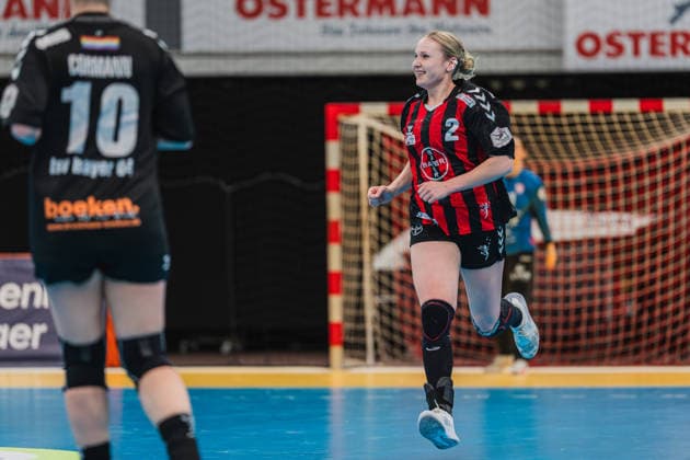 Annika Ingenpaß TSV Bayer 04 Leverkusen, 02 beaming after a goal TSV Bayer 04 Leverkusen vs TG Nuertingen, Handball, 2 Handball Bundesliga, 22 Matchday, Season 2025 26, 29 03 2026, TSV Bayer 04 Leverkusen vs TG Nuertingen, Handball, 2 HBL, 22 Matchday, Season 2025 26, 29 03 2026 Leverkusen Copyright: xEibner-Pressefoto LukasxBaldygax EP_LBA