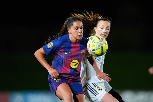 March 29, 2026, Valdebebas, Madrid, Spain: Francisca Nazareth of FC Barcelona, Barca controls the ball during the Spanish Women League, Liga F, football match played between Real Madrid and FC Barcelona at Alfredo Di Stefano stadium on March 29, 2026, in Valdebebas, Madrid, Spain. Valdebebas Spain - ZUMAa181 20260329_zaa_a181_188 Copyright: xDennisxAgyemanx