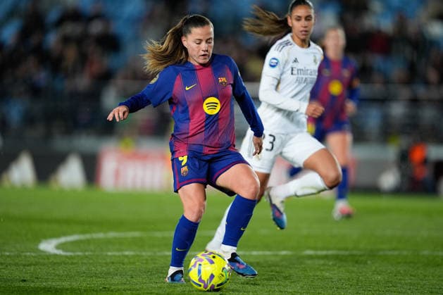March 29, 2026, Valdebebas, Madrid, Spain: Claudia Pina of FC Barcelona, Barca in action during the Spanish Women League, Liga F, football match played between Real Madrid and FC Barcelona at Alfredo Di Stefano stadium on March 29, 2026, in Valdebebas, Madrid, Spain. Valdebebas Spain - ZUMAa181 20260329_zaa_a181_192 Copyright: xDennisxAgyemanx
