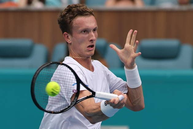 Tennis 2026 Miami Open - Day 12 - Men s Final Jiri Lehecka of the Czech Republic in action against Jannik Sinner of Italy during the Men™s Final match at the 2026 Miami Open tennis tournament in Miami, Florida, USA, 29 March 2026. MIAMI FLORIDA United States  Copyright: xCRISTOBALxHERRERA-ULASHKEVICHx