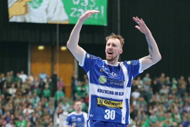 Handball DAIKIN HBL, SC DHfK Leipzig ThSV Eisenach 29 03 2026 Dominik Solak 30, ThSV Eisenach emotional Handball, DAIKIN HBL, 1 Bundesliga, Season 2025 2026, 26 Matchday SC DHfK Leipzig vs ThSV Eisenach on 29 03 2026 at Quarterback Immobilien Arena Leipzig Copyright: xBEAUTIFULxSPORTS JanxKaeferx