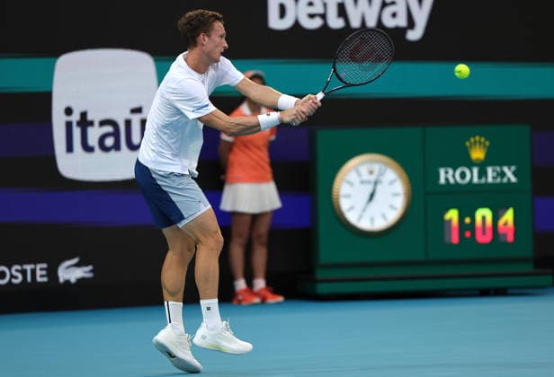 Tennis 2026 Miami Open - Day 12 - Men s Final Jiri Lehecka of the Czech Republic in action against Jannik Sinner of Italy during the Men™s Final match at the 2026 Miami Open tennis tournament at the Hard Rock Stadium in Miami, Florida, USA, 29 March 2026. MIAMI FLORIDA United States  Copyright: xCRISTOBALxHERRERA-ULASHKEVICHx