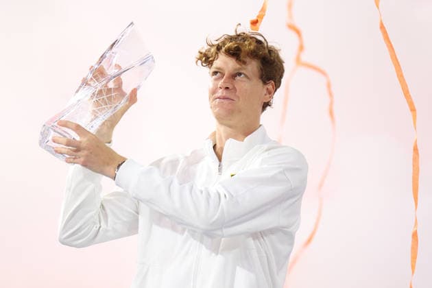 March 29, 2026, Miami Gardens, Florida, USA: JANNIK SINNER (ITA) holds his trophy after winning his men s singles finals match against JIRI LEHECKA (CZE), at the Miami Open at Hard Rock Stadium in Miami Gardens, Florida. JANNIK SINNER (ITA) won the menÃ¢â‚¬â ¢s singles title after defeating JIRI LEHECKA (CZE) 6:4, 6:4. Miami Gardens USA - ZUMAv151 20260329_zsp_v151_091 Copyright: xLorenzoxVasquezx
