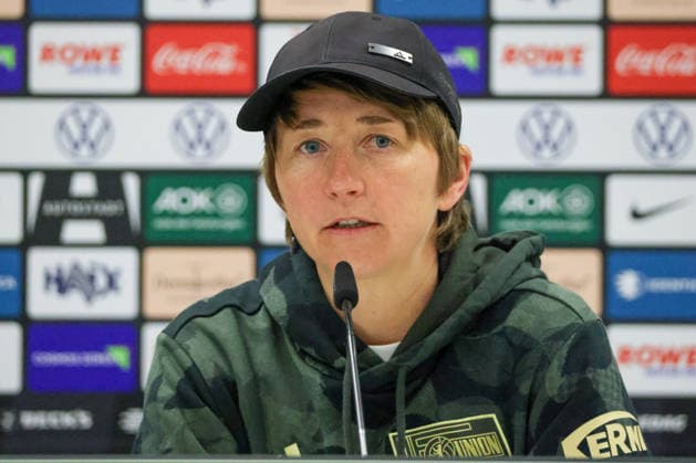 Wolfsburg, Germany 29 March 2026 1 Womens Bundesliga 22 Matchday VfL Wolfsburg vs Union Berlin In the picture Coach Ailien Poese Union Berlin at the press conference in Wolfsburg Copyright: HMBxMedia MadeleinexFantini