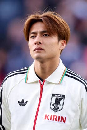 Scotland v Japan - International Friendly, Länderspiel, Nationalmannschaft Kodai Sano of Japan lines up during the national anthems before the international friendly match between Scotland and Japan on March 28, 2026 in Glasgow, Scotland. WARNING! This Photograph May Only Be Used For Newspaper And Or Magazine Editorial Purposes. May Not Be Used For Publications Involving 1 player, 1 Club Or 1 Competition Without Written Authorisation From Football DataCo Ltd. For Any Queries, Please Contact Football DataCo Ltd on +44 (0) 207 864 9121 Glasgow Hampden Park Glasgow Scotland Copyright: xAllstarxPicturexLibraryxLtdx