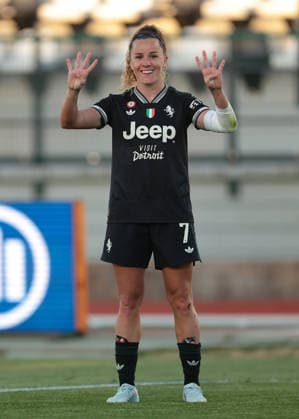 Biella, Italy, 29th March 2026. Ana Capeta of Juventus celerbates after scoring her second goal of the game to give the side a 2-0 lead during the Juventus Women vs Fiorentina Women Coppa Italia Femminile Semi Final 2nd leg match at Stadio Vittorio Pozzo, Biella. Picture credit should read: Jonathan Moscrop Sportimage EDITORIAL USE ONLY. No use with unauthorised audio, video, data, fixture lists, club league logos or live services. Online in-match use limited to 120 images, no video emulation. No use in betting, games or single club league player publications. SPI_009_JM_JUVE_FIORENTINA_FEMM_CI SPI-4623-0009
