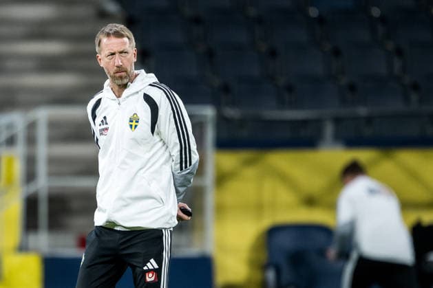 260330 Head coach Graham Potter of the Swedish national football team at a training session on March 30, 2026 in Stockholm Photo Jesper Zerman BILDBYRAN kod JZ JZ0693 fotboll football soccer fotball vm kval kval fifa world cup qualifier qualifier träning practice training sverige sweden sverige a bbeng  Copyright: JESPERxZERMAN BB260330JZ004