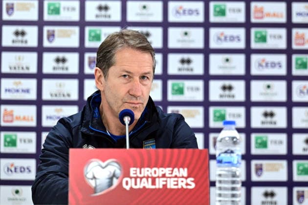 Ahead of Kosovo v Turkiye - 2026 FIFA World Cup, WM, Weltmeisterschaft, Fussball European Qualifiers PRISTINE, KOSOVO - MARCH 30: Head Coach of Kosovo Franco Foda attends press conference, PK, Pressekonferenz ahead of 2026 FIFA World Cup European Qualifiers playoff round final match between Kosovo and Turkiye on March 30, 2026 in Pristine, Kosovo. Serhat Çagdas Anadolu Pristine Kosovo. Editorial use only. Please get in touch for any other usage.  Copyright: x2026xAnadoluxSerhatxÃ‡aÄüdaÅüx