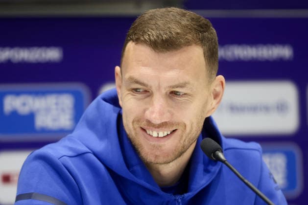press conference, PK, Pressekonferenz of Bosnia and Herzegovina national team, Nationalteam Player and captain of Bosnia and Herzegovina national team, Edin Dzeko, speaks during a press conference on March 30, 2026 in Sarajevo, Bosnia and Herzegovina, ahead of the FIFA World Cup, WM, Weltmeisterschaft, Fussball 2026 play-off match against Italy. ArminxDurgut PIXSELL