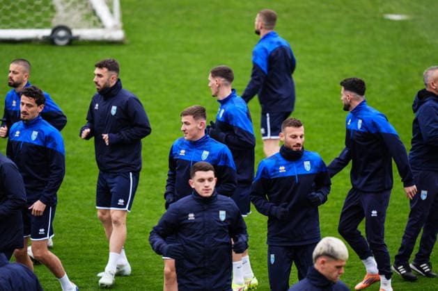 Ahead of Kosovo v Turkiye - 2026 FIFA World Cup, WM, Weltmeisterschaft, Fussball European Qualifiers PRISTINE, KOSOVO - MARCH 30: Players of Kosovo attend training session ahead of 2026 FIFA World Cup European Qualifiers playoff round final match between Kosovo and Turkiye at Fadil Vokrri Stadium in Pristine, Kosovo on March 30, 2026. Hakan Akgün Anadolu Pristine Kosovo. Editorial use only. Please get in touch for any other usage.  Copyright: x2026xAnadoluxHakanxAkgünx