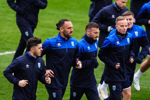 Ahead of Kosovo v Turkiye - 2026 FIFA World Cup, WM, Weltmeisterschaft, Fussball European Qualifiers PRISTINE, KOSOVO - MARCH 30: Milot Rashica (L), Vedat Muriqi (2nd L), Fidan Aliti (2nd R) and Florent Hadergjonaj (R) of Kosovo attend training session ahead of 2026 FIFA World Cup European Qualifiers playoff round final match between Kosovo and Turkiye at Fadil Vokrri Stadium in Pristine, Kosovo on March 30, 2026. Hakan Akgün Anadolu Pristine Kosovo. Editorial use only. Please get in touch for any other usage.  Copyright: x2026xAnadoluxHakanxAkgünx