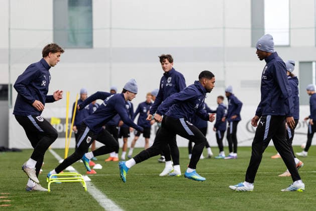 SOCCER - AUT vs KOR, test match VIENNA,AUSTRIA,30.MAR.26 - SOCCER - OEFB international test match, Austria vs South Korea, preview, training Team AUT. Image shows Michael Svoboda, Paul Wanner, Philipp Mwene and David Alaba (AUT).  GEPAxpictures xArminxRauthner
