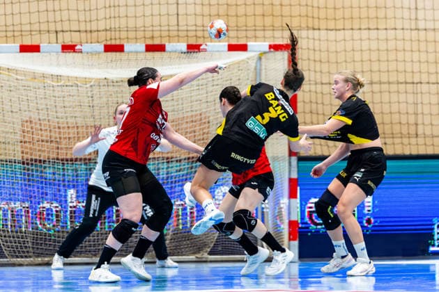 29 03 2026, GER, Handball, Women, Season 2025 2026, EHF European League, Quarter-finals, Thueringer HC Nykobing Falster Handbold Clara Ronde Haugaard Bang Nykobing Falster Handbold 99947 Bad Langensalza Salza Halle Sporthalle Mehrz Thüringen Germany