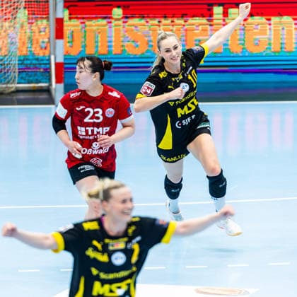 29 03 2026, GER, Handball, Women, Season 2025 2026, EHF European League, Quarter-finals, Thueringer HC Nykobing Falster Handbold Mia Solberg Svele Nykobing Falster Handbold 99947 Bad Langensalza Salza Halle Sporthalle Mehrz Thüringen Germany