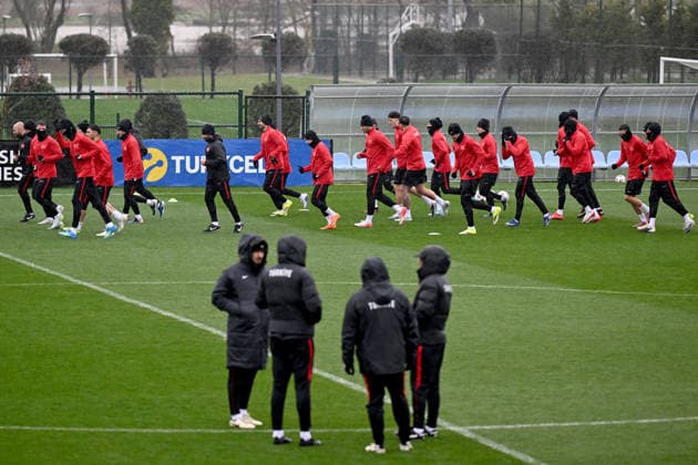 Ahead of Kosovo v Turkiye - 2026 FIFA World Cup, WM, Weltmeisterschaft, Fussball European Qualifiers PRISTINE, KOSOVO - MARCH 30: Players of Turkiye attend training session ahead of 2026 FIFA World Cup European Qualifiers playoff round final match between Kosovo and Turkiye at Fadil Vokrri Stadium in Pristine, Kosovo on March 30, 2026. Ahmet Okatali Anadolu Istanbul Turkey. Editorial use only. Please get in touch for any other usage.  Copyright: x2026xAnadoluxAhmetxOkatalix