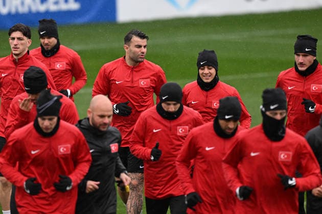 Ahead of Kosovo v Turkiye - 2026 FIFA World Cup, WM, Weltmeisterschaft, Fussball European Qualifiers PRISTINE, KOSOVO - MARCH 30: Players of Turkiye attend training session ahead of 2026 FIFA World Cup European Qualifiers playoff round final match between Kosovo and Turkiye at Fadil Vokrri Stadium in Pristine, Kosovo on March 30, 2026. Ahmet Okatali Anadolu Istanbul Turkey. Editorial use only. Please get in touch for any other usage.  Copyright: x2026xAnadoluxAhmetxOkatalix