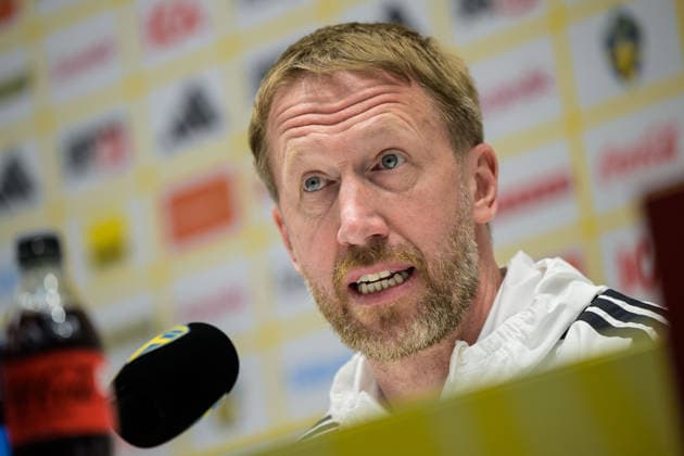260330 Head coach Graham Potter of the Swedish national football team at a press conference on March 30, 2026 in Stockholm Photo Jesper Zerman BILDBYRAN kod JZ JZ0694 fotboll football soccer fotball vm kval kval fifa world cup qualifier qualifier presskonferens press conference sverige sweden sverige a bbeng  Copyright: JESPERxZERMAN BB260330JZ045