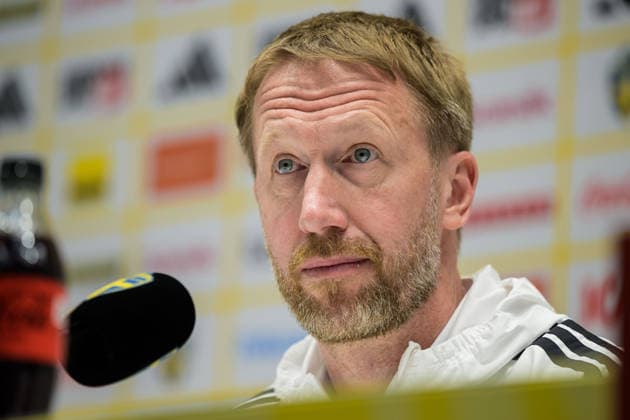 260330 Head coach Graham Potter of the Swedish national football team at a press conference on March 30, 2026 in Stockholm Photo Jesper Zerman BILDBYRAN kod JZ JZ0694 fotboll football soccer fotball vm kval kval fifa world cup qualifier qualifier presskonferens press conference sverige sweden sverige a bbeng  Copyright: JESPERxZERMAN BB260330JZ046