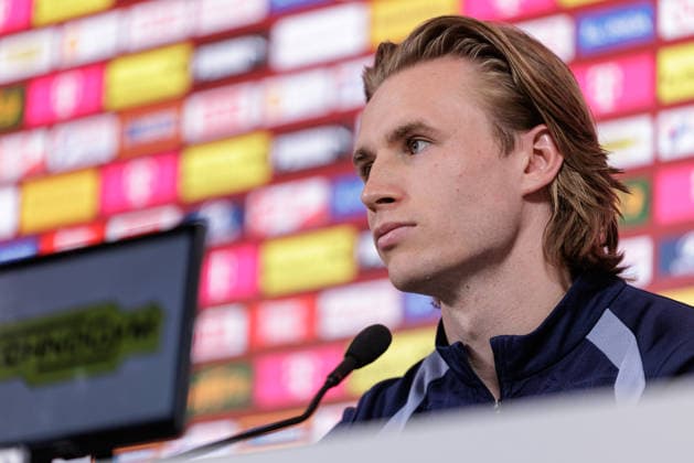SOCCER - AUT vs KOR, test match VIENNA,AUSTRIA,30.MAR.26 - SOCCER - OEFB international test match, Austria vs South Korea, preview, press conference, PK, Pressekonferenz Team AUT. Image shows Patrick Wimmer (AUT).  GEPAxpictures xArminxRauthner
