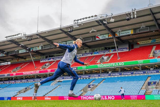 260330 Erling Braut Haaland of the Norwegian national football team during a training session on March 30, 2026 in Oslo Photo Vegard Grott BILDBYRAN kod VG VG0912 bbeng fotball football soccer fotboll norge norway trening träning training practice  Copyright: VEGARDxGRoTT BB260330VG001