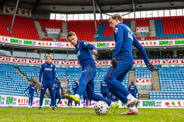 260330 Odin Bjortuft and Marcus Holmgren Pedersen of the Norwegian national football team during a training session on March 30, 2026 in Oslo Photo Vegard Grott BILDBYRAN kod VG VG0912 bbeng fotball football soccer fotboll norge norway trening träning training practice  Copyright: VEGARDxGRoTT BB260330VG003