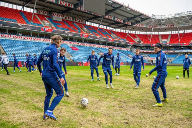 260330 Patrick Berg, Fredrik AndrÃ Bjorkan, Jens Petter Hauge, Antonio Nusa, Felix Horn Myhre and Andreas Schjelderup of the Norwegian national football team during a training session on March 30, 2026 at Ullevaal Stadion in Oslo Photo Vegard Grott BILDBYRAN kod VG VG0912 bbeng fotball football soccer fotboll norge norway trening träning training practice  Copyright: VEGARDxGRoTT BB260330VG006