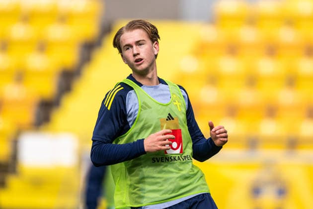 260330 Noah Tolf of the Swedish under 21 national football team during a training session on March 30, 2026 in Boras Photo Mathias Bergeld BILDBYRAN code MB MB1359 fotboll football soccer fotball em kval kval uefa european under 21 qualifier qualifier u21 under 21 träning practice training sverige sweden bbeng  Copyright: MATHIASxBERGELD BB260330MB030