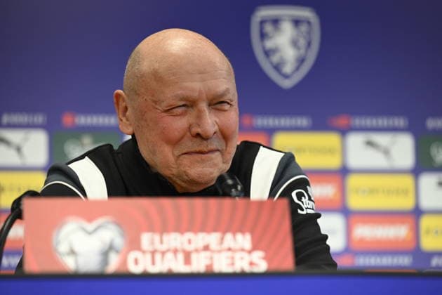 Head coach of Czech Team Miroslav Koubek speaks during the press conference, PK, Pressekonferenz prior to the European playoff final on advancement to World Cup Czechia vs Denmark in Prague, Czech Republic, March 30, 2026. (CTKxPhoto MichalxKamaryt) CTKPhotoP2026033004744  CTKPhotoP2026033004744
