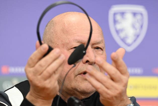 Head coach of Czech Team Miroslav Koubek speaks during the press conference, PK, Pressekonferenz prior to the European playoff final on advancement to World Cup Czechia vs Denmark in Prague, Czech Republic, March 30, 2026. (CTKxPhoto MichalxKamaryt) CTKPhotoP2026033004775  CTKPhotoP2026033004775