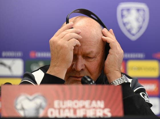Head coach of Czech Team Miroslav Koubek speaks during the press conference, PK, Pressekonferenz prior to the European playoff final on advancement to World Cup Czechia vs Denmark in Prague, Czech Republic, March 30, 2026. (CTKxPhoto MichalxKamaryt) CTKPhotoP2026033004789  CTKPhotoP2026033004789