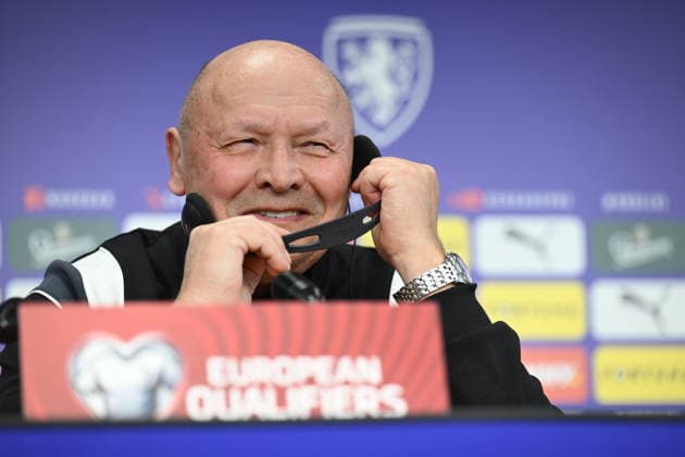 Head coach of Czech Team Miroslav Koubek speaks during the press conference, PK, Pressekonferenz prior to the European playoff final on advancement to World Cup Czechia vs Denmark in Prague, Czech Republic, March 30, 2026. (CTKxPhoto MichalxKamaryt) CTKPhotoP2026033004810  CTKPhotoP2026033004810