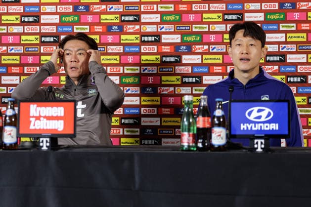 SOCCER - AUT vs KOR, test match VIENNA,AUSTRIA,30.MAR.26 - SOCCER - OEFB international test match, Austria vs South Korea, preview, press conference, PK, Pressekonferenz Team KOR. Image shows head coach Myung-Bo Hong and Jae-Sung Lee (KOR).  GEPAxpictures xArminxRauthner