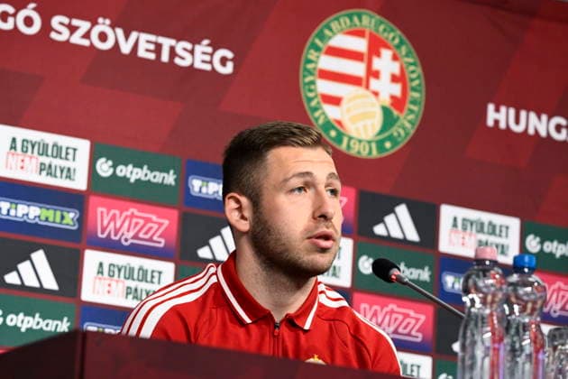 International Friendly, Länderspiel, Nationalmannschaft Matches MD-1 - Hungary Player Donat Barany of the Hungarian national men s soccer team attends a press conference, PK, Pressekonferenz at the training center of the Hungarian Football Federation in Telki, Hungary, 30 March 2026. Hungary plays a friendly soccer match against Greece on 31 March in Budapest s Puskas Arena. Telki Pest vármegye Hungary  Copyright: xBoglarkaxBodnarx