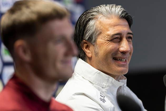 Switzerland national team, Nationalteam training and press conference, PK, Pressekonferenz Head coach Murat Yakin, speaks during a press conference of the Swiss national soccer team, one day before the international soccer match between Norway and Switzerland at the Ullevaal Stadium in Oslo, Norway, 30 March 2026. OSLO Norway  Copyright: xCYRILxZINGAROx