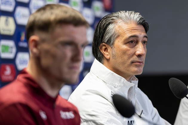 Switzerland national team, Nationalteam training and press conference, PK, Pressekonferenz Head coach Murat Yakin, speaks during a press conference of the Swiss national soccer team, one day before the international soccer match between Norway and Switzerland at the Ullevaal Stadium in Oslo, Norway, 30 March 2026. OSLO Norway  Copyright: xCYRILxZINGAROx