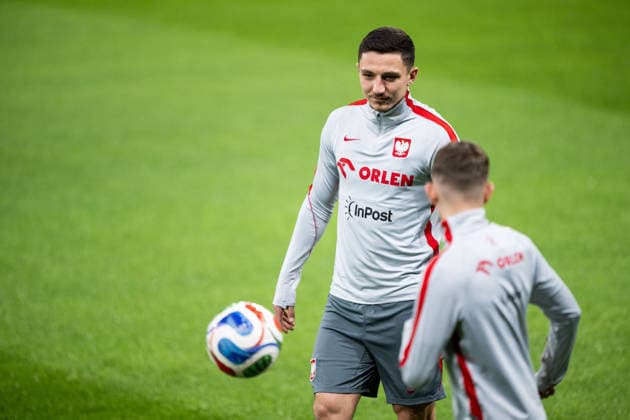 260330 Players of the Polish national football team at a training session on March 30, 2026 in Stockholm Photo Jesper Zerman BILDBYRAN kod JZ JZ0696 fotboll football soccer fotball vm kval kval fifa world cup qualifier qualifier träning practice training polen poland bbeng  Copyright: JESPERxZERMAN BB260330JZ076