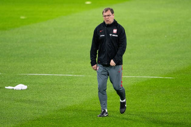 260330 Head coach Jan Urban of Poland s national football team at a training session on March 30, 2026 in Stockholm Photo Jesper Zerman BILDBYRAN kod JZ JZ0696 fotboll football soccer fotball vm kval kval fifa world cup qualifier qualifier träning practice training polen poland bbeng  Copyright: JESPERxZERMAN BB260330JZ087