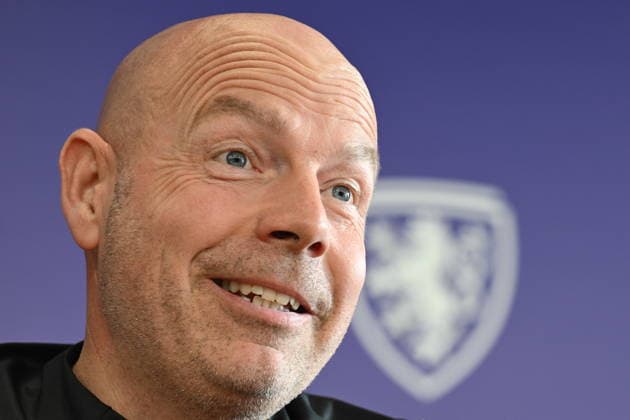 Head coach of Denmark Brian Riemer speaks during the press conference, PK, Pressekonferenz prior to the European playoff final on advancement to World Cup Czechia vs Denmark in Prague, Czech Republic, March 30, 2026. (CTKxPhoto MichalxKamaryt) CTKPhotoP2026033005846  CTKPhotoP2026033005846