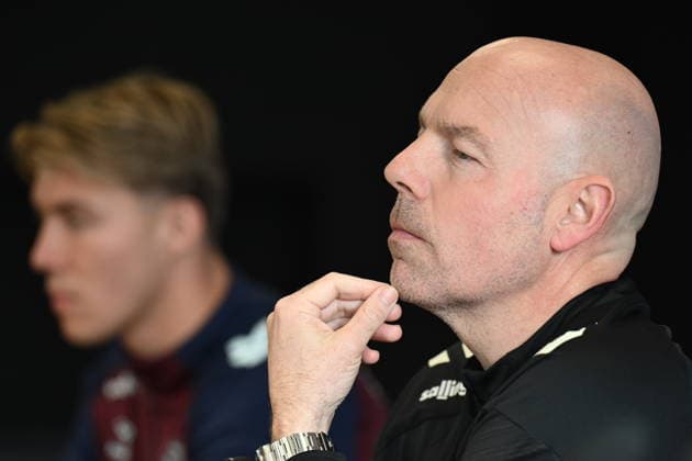 Head coach of Denmark Brian Riemer speaks during the press conference, PK, Pressekonferenz prior to the European playoff final on advancement to World Cup Czechia vs Denmark in Prague, Czech Republic, March 30, 2026. (CTKxPhoto MichalxKamaryt) CTKPhotoP2026033005887  CTKPhotoP2026033005887